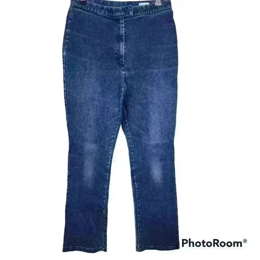 p7079 J. Crew hight Waist blue straight leg denim jean size 8